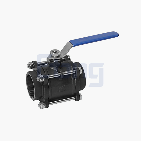 Threaded three-piece ball valve