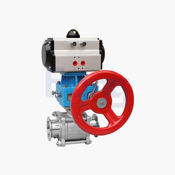 Pneumatic quick-install ball valve with manual operation