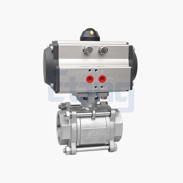 Pneumatic three-piece ball valve
