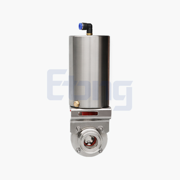 Pneumatic vertical sanitary butterfly valve