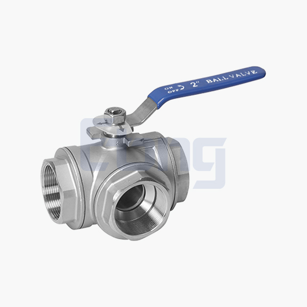 Threaded three-way ball valve