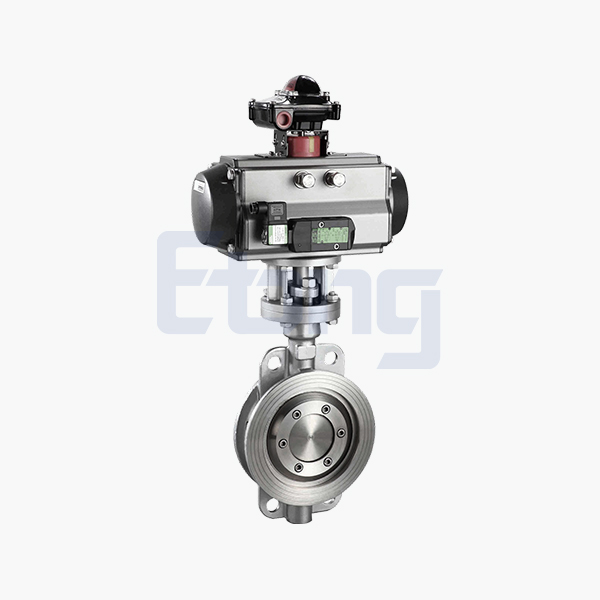 Pneumatic hard seal wafer butterfly valve