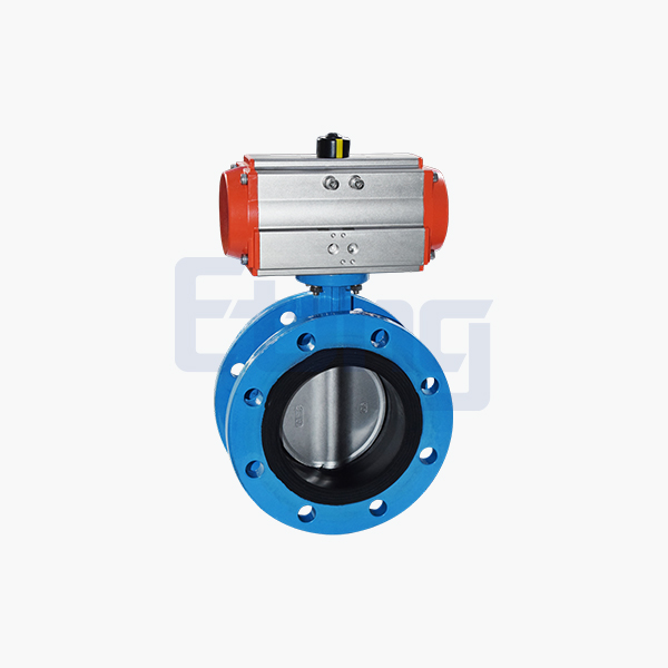 Pneumatic rubber-lined flanged butterfly valve