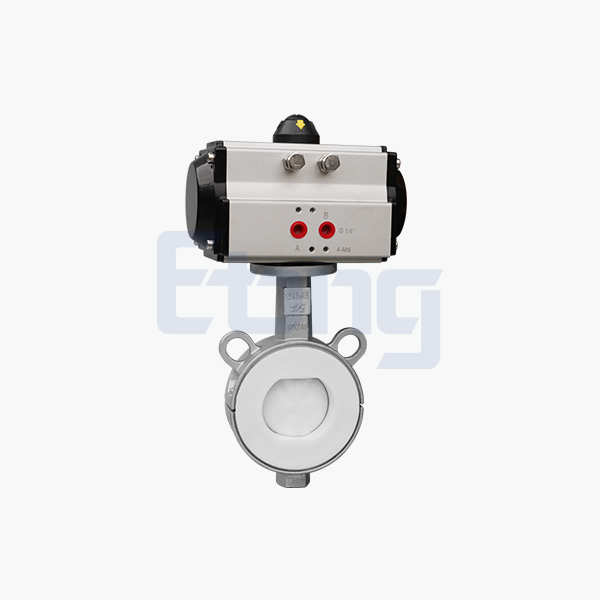 Pneumatic sanitary wafer butterfly valve