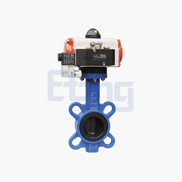 Pneumatic rubber-lined wafer butterfly valve