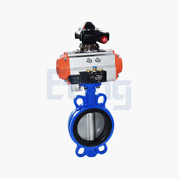 Pneumatic rubber-lined wafer butterfly valve