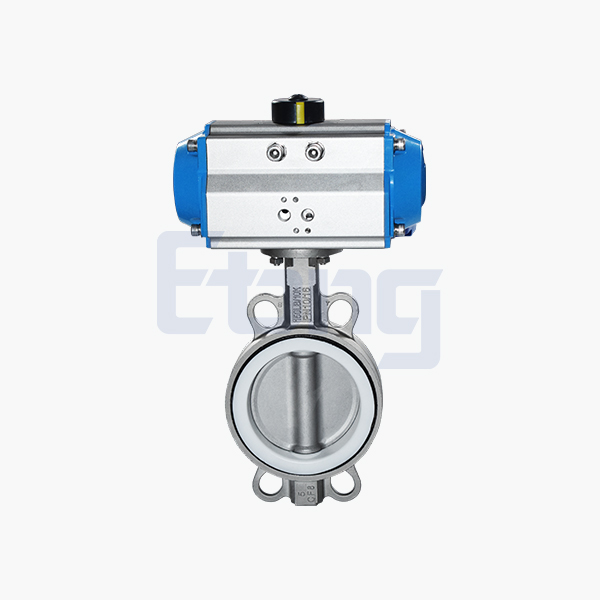 Pneumatic fluorine-lined wafer butterfly valve