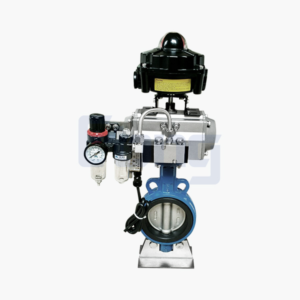 Pneumatic rubber-lined wafer butterfly valve