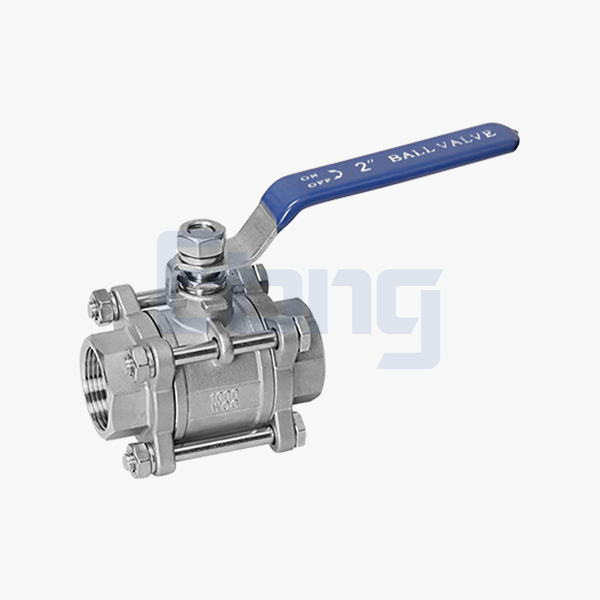 Three-piece threaded ball valve