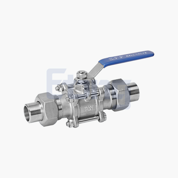 Three-piece ball valve with takeover