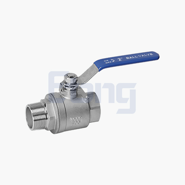 Two-piece inner and outer threaded ball valve