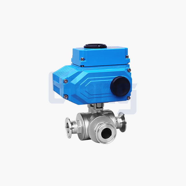 Electric three-way quick-fit ball valve