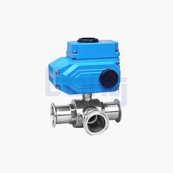 Electric three-way sanitary ball valve
