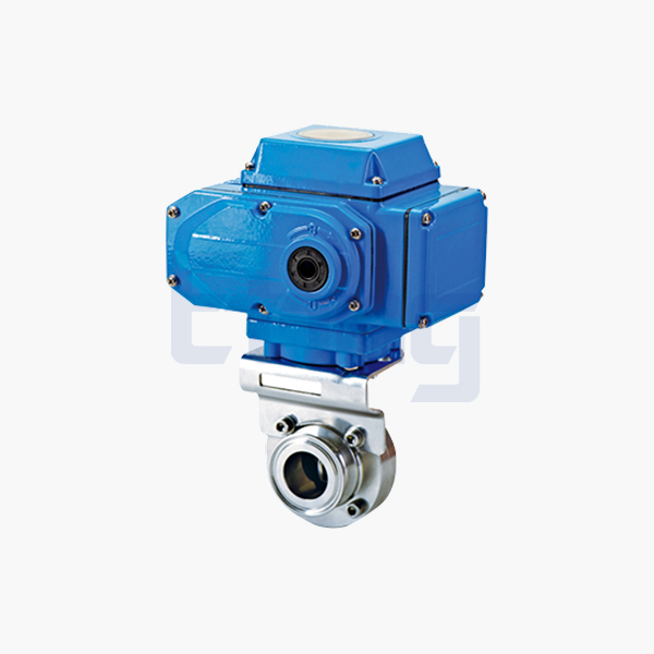 Electric sanitary fast installation butterfly valve