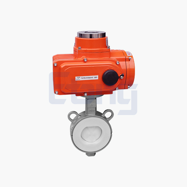 Electric fluorine lined wafer butterfly valve
