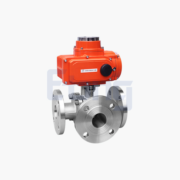 Electric three-way flange ball valve