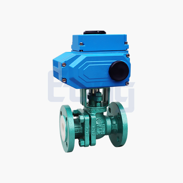 Electric fluorine-lined flanged ball valve